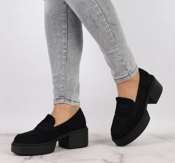 Модные женские туфли, черные лоферы на толстой подошве VINCEZA SIZE. 38
