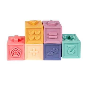Сенсорные блоки из мягкой резины, 12 элементов, животные, цвета, цифры.