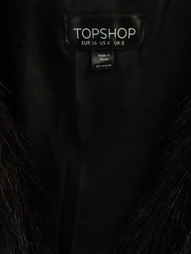 TOPSHOP Kamizelka włochacz fajny styl design czarna r. S 36