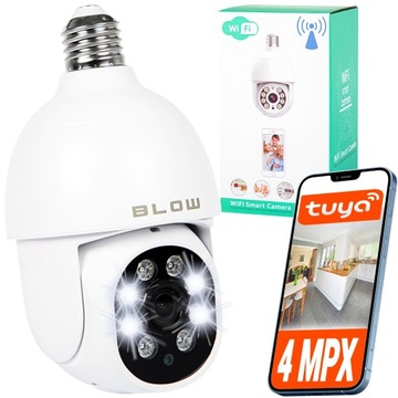 KAMERA WIFI WEWNĘTRZNA OBROTOWA ŻARÓWKA GWINT E27 IP 4MPx WQHD AUDIO TUYA