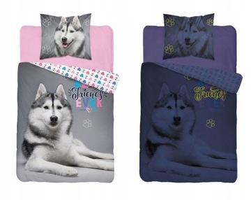 POŚCIEL ŚWIECĄCA PIES HUSKY 140x200cm FLUO PIESEK