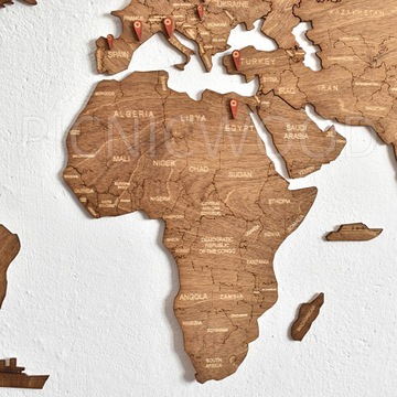 Деревянная карта мира на стену с булавками, 20 шт.