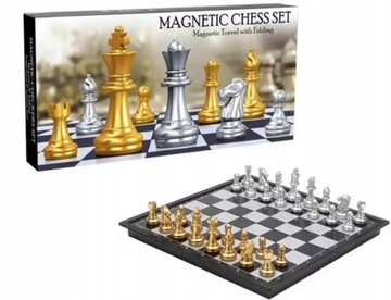 БОЛЬШИЕ МАГНИТНЫЕ ШАХМАТЫ ЭЛЕГАНТНАЯ ШАХМАТНАЯ ДОСКА ЗОЛОТЫЕ ШАХМАТНЫЕ ФИГУРКИ 25x25 СМ