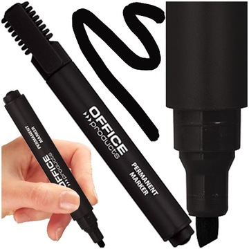 MARKER PERMANENTNY OFFICE PRODUCTS CZARNY PISAK ŚCIĘTY WODOODPORNY
