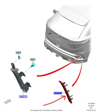 ODBLASK ZDERZAKA PRAWY TYŁ FORD EDGE Mk2 2018- OE