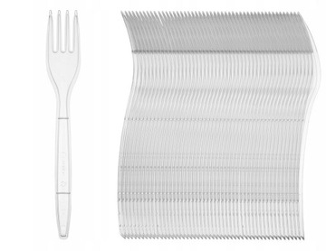 Widelec plastikowy PREMIUM transparent 50szt. PS wielorazowy