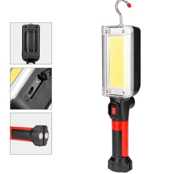 COB СВЕТОДИОДНАЯ ЛАМПА ДЛЯ МАСТЕРСКОЙ С МАГНИТОМ И КРЮКОМ 700 ЛМ МОБИЛЬНАЯ ПОРТАТИВНАЯ