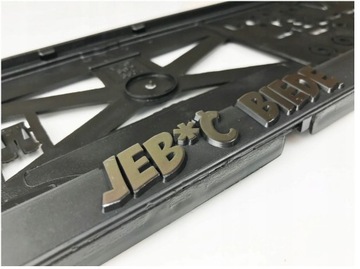 Ramka tablicy rejestracyjnej 3D J... BIEDĘ wypukła podkładka JEB*C BIEDĘ