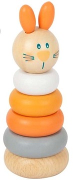 DREWNIANA UKŁADANKA WIEŻA PIRAMIDA KLOCKI KRÓLIK