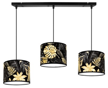 LAMPA WISZĄCA SUFITOWA ABAŻUR ZŁOTE KWIATY LED