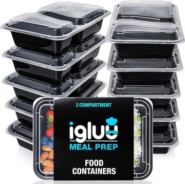 10x POJEMNIKI MEAL PREP WIELORAZOWE 2 KOMORY DO MIRKOFALÓWKI ZAMRAŻARKI