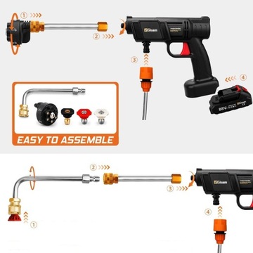 Мойка высокого давления Водяной пистолет Автомобильный очиститель с насадкой, аккумулятор 2