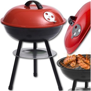 GRILL OGRODOWY WĘGLOWY STOJĄCY NA WĘGIEL 48cm NA KÓŁKACH PRZENOŚNY DO OGROD