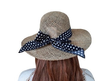 ЛЕТНЯЯ СОЛОМНАЯ ШЛЯПА ЖЕНСКАЯ, С БОЛЬШИМИ ПОЛЯМИ, 57 СМ