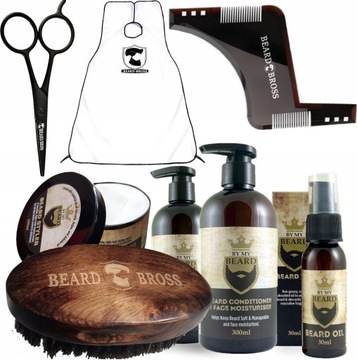 Набор кисточек для шампуня, трафарет, накидка для бороды