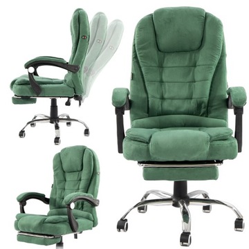 Fotel Biurowy Obrotowy Krzesło Biurowe z masażem podnóżek zielony