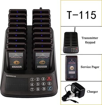Беспроводная пейджинговая система Retekess T115, пейджер с 18 зуммерами, 500 м