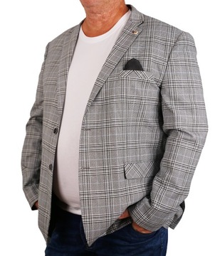 MARYNARKA W KRATĘ CASUAL ELEGANCKA SZARA DUŻA 66