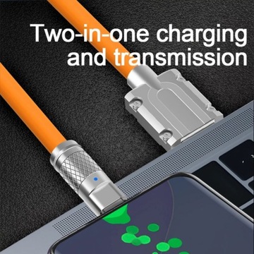 Желтый кабель USB-C для мобильного телефона длиной 2 м, кабель для передачи данных, 120 Вт, 6 А, Fast Char