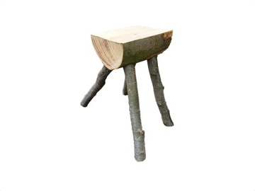 Koziołek ławka pieniek PŁASKI do ogniska do ogrodu siedzisko z korą 30 cm