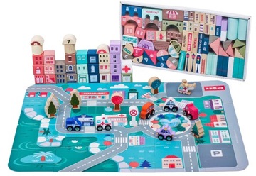 НАБОР ДЕРЕВЯННЫХ БЛОКОВ ДОРОГА ГОРОД 115 ЭЛЕМЕНТОВ