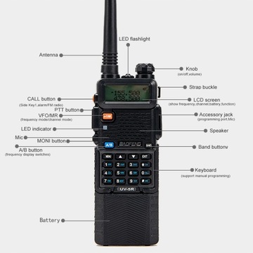 Рация Baofeng UV-5R 10 Вт 8800 мАч черная