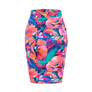 ЮБКА-КАРАНДАШ, РАЗНОЦВЕТНАЯ, ТРИКОТАЖНАЯ, ПОЛЬША XL