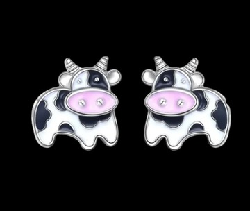 Серьги-коровы Серебряные шпильки в виде коровы Симпатичная корова