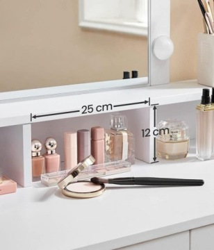 Белый туалетный столик с косметическим зеркалом, 9 светодиодов.