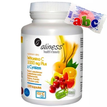 Aliness Witamina C 1000 mg z CYNKIEM PLUS bioflawonoidy rutyna acerola VEGE
