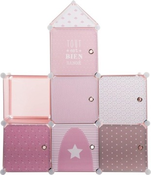 ДЕТСКИЙ ШКАФ, 7 ПОЛОК, РОЗОВЫЙ ЗАМОК