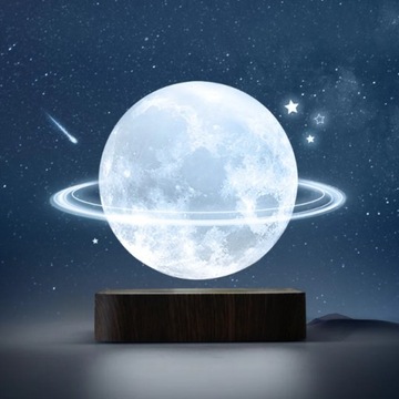 LAMPKA NOCNA STOŁOWA 3D KSIĘŻYC PŁYWAJĄCA MOON ŚWIECĄCY Z PODSTAWA 3 TRYBY