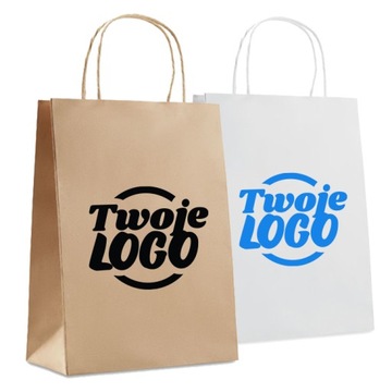 TORBY PAPIEROWE Z NADRUKIEM REKLAMOWE LOGO 25 SZT.