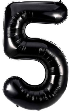Balon Foliowy Cyfra 5 Czarna Cyferka HEL 100cm