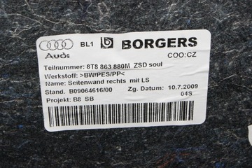 ОБИВКА БАГАЖНИКА GD AUDI A5 SPORTBACK 8T