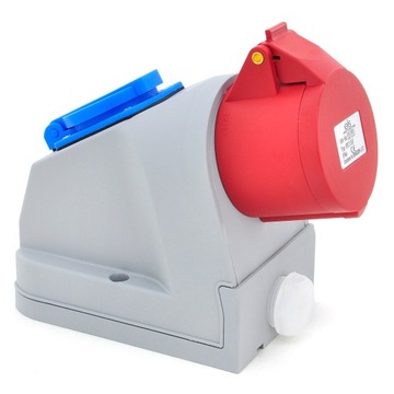 GNIAZDO SIŁOWE STAŁE KOMBI 16A 3P+Z+N 400V + 1x 230V IP44 ŚCIENNE CEE 16/5