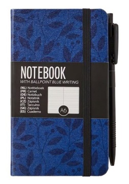 Notes A6 notatnik z ekoskóry z długopisem i gumką