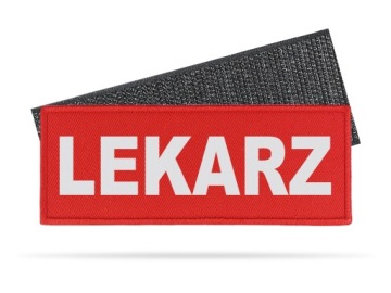 MEDYCZNA NASZYWKA ODBLASKOWA Z RZEPEM LEKARZ 13cm