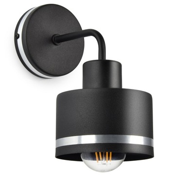 Lampa Ścienna Kinkiet Loft Czarna LED Srebrne Pasy