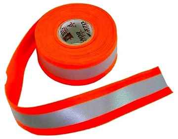 TAŚMA ODBLASKOWA FLUO POMAR OSTRZEGAWCZA szer. 5cm