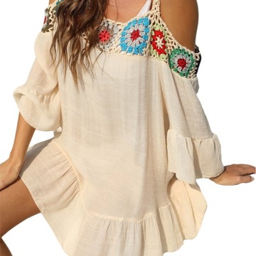 ЛЕТНЕЕ ПЛЯЖНОЕ ПЛАТЬЕ С ОТКРЫТЫМИ ПЛЕЧАМИ