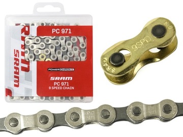 Łańcuch Sram PC 971, 9-rz. srebrno - szary, spinka