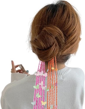 Разноцветные блики - 6 штук искусственных резинок для волос для плетения