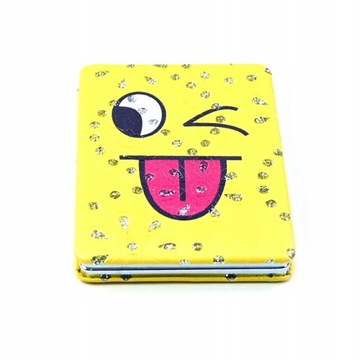 ŻÓŁTE LUSTERKO KOSMETYCZNE RÓŻNE BUŹKI EMOTKI EMOJI