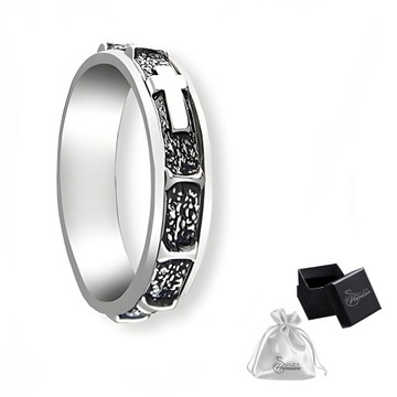 Obrączka RÓŻANIEC srebrna pr. 925 Pierścionek ANTYSTRESOWY Obrotowy | r. 17