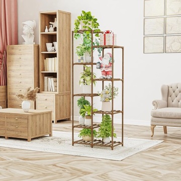 ДЕРЕВЯННАЯ ПОДСТАВКА ДЛЯ ЦВЕТОВ ЦВЕТОЧНЫЕ кашпо РАСТЕНИЯ КНИЖНЫЙ ШКАФ С 9 ПОЛКАМИ