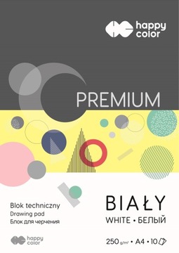 Blok techniczny A4 250G biały Happy Color