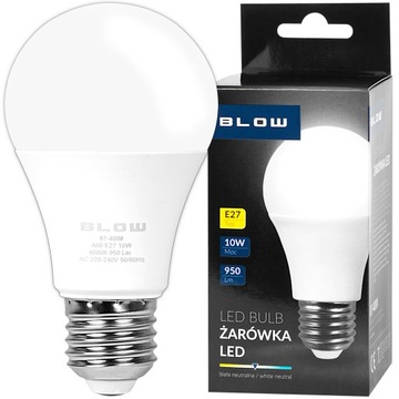 MOCNA ŻARÓWKA LED EKO E27 10W=100W 950LM 4000K BIAŁY NEUTRALNY KULKA KULA