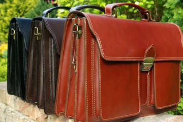 Мужской портфель для ноутбука коричневого цвета из итальянской кожи 15 см