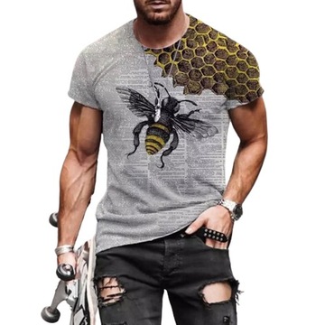 T-SHIRT MĘSKI KOSZULKA Z WZÓR 3D Z PSZCZOŁĄ M